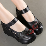 Women's Designer Leather Gothic Pumps - Red - Mary Janes - 9 B - Genuine Leather - image 27