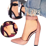 Funki Buys | Shoes | Women's High Block Heel Flock Party Shoe