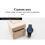Men's Wooden Quartz Wrist Stop Watch - Blue/Black - E03-1 / Wood Watch - Wood/Stainless Steel - image 29