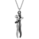 Unisex Hugging Pendant Necklace - Black/Silver - Hug Necklace - Small - Alloy - image 1