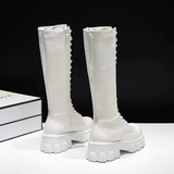 Funki Buys | Boots | Women's Knee-High Platform Lace Up Boot - White - Boots / 12 B / PU Leather - image 14