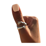 Unisex Adjustable Holding Hands Hug Ring - Gold 1 - Hug Ring - One Size - Zinc Alloy - image 1
