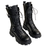 Funki Buys | Boots | Women's Lace-Up Combat Boots Biker Boot - Black - Combat Boot / 44 B / PU Leather - image 6