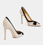 Women's Faux Leather Bow Knot Stilettos - Apricot - 1 / Suede / 12cm - 45 B - PU Leather - image 13