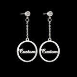 Custom Name Phrase Initial Drop Earring - Silver - 1 / Style1 / Silver Color - Stone Size 25mm - Stainless Steel - image 7
