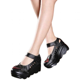 Women's Designer Leather Gothic Pumps - Red - Mary Janes - 9 B - Genuine Leather - image 21