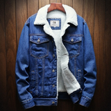 Men's Warm Denim and Sherpa Jackets - Blue - Light Blue / Plush Winter Jacket - 6XL - Denim/Sherpa - image 4