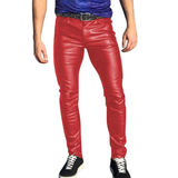 Men's Punk Casual Faux Leather Pants - Red - Pants - XXXXXL - PU Leather - image 20