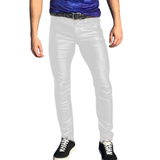 Men's Punk Casual Faux Leather Pants - White - Pants - XXXXXL - PU Leather - image 18