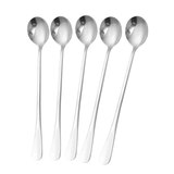 Stainless Steel Long Coffee Spoons 6Pcs - Silver - 5pcs - Round Head - Large - Stainless Steel - image 30
