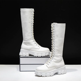 Funki Buys | Boots | Women's Knee-High Platform Lace Up Boot - White - Boots / 12 B / PU Leather - image 12
