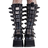 Funki Buys | Boots | Women's High Platform Wedge... - Black - 1 / Matte / Platform Buckle Boots / 43 B / PU Leather - image 5