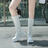 Funki Buys | Boots | Women's Knee-High Platform Lace Up Boot - White - Boots / 12 B / PU Leather - image 20