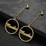 Custom Name Phrase Initial Drop Earring - Silver - 1 / Style1 / Silver Color - Stone Size 25mm - Stainless Steel - image 13