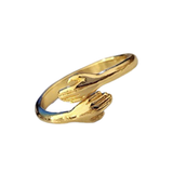 Unisex Adjustable Holding Hands Hug Ring - Gold 2 - Hug Ring - One Size - Zinc Alloy - image 4