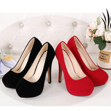 Women's Super High Heel Suede Stilettos - Red - Super High Stilettos - 16 B - Suede/PU Leather - image 5
