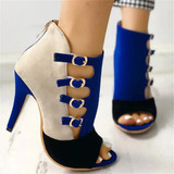 Women's Suede Wrap Buckle Strap Shoes - Black/Beige - Buckle Ankle Shoe - 43 B - PU Suede - image 15