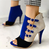Women's Suede Wrap Buckle Strap Shoes - Black/Beige - Buckle Ankle Shoe - 43 B - PU Suede - image 14
