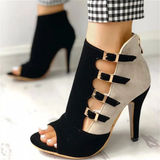 Women's Suede Wrap Buckle Strap Shoes - Black/Beige - Buckle Ankle Shoe - 43 B - PU Suede - image 5