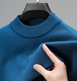 Men's Aesthetic Mock Neck Sweaters - Azure Blue - Mock Neck Sweater - 4XL - Cashmere/Polyester - image 8