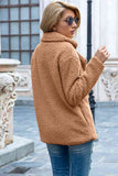 Women's Full Lapel Collar Sherpa Coat - Khaki - Sherpa Coat - 5XL - Polyester - image 36