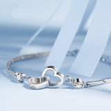 Women's Double Heart Silver Bracelet - Silver - Double Heart Bracelet - Medium - Sterling Silver Plated - image 4