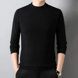Men's Aesthetic Mock Neck Sweaters - Jet Black - Mock Neck Sweater - 4XL - Cashmere/Polyester - image 3