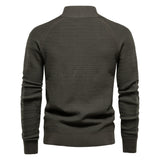 Men's Mock Neck Buttoned Cardigans - Black - Mock Neck Cardigan - XXL - Polyester - image 3