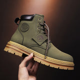 Men's High Top Boots Leather Work Boots - Yellow - 0229  / Work Dress Boot - 48 B - PU Leather - image 6