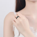 Unisex Black Silver Rainbow Wedding Ring - Black - Rainbow Ring - 6 - Tungsten Carbine - image 8