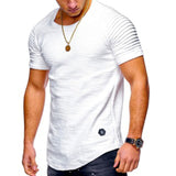 Men's Pleated Raglan Sleeve T-Shirt Gym - White - Body Shirt - XXXL - Linen - image 4