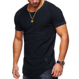 Men's Pleated Raglan Sleeve T-Shirt Gym - Black - Body Shirt - XXXL - Linen - image 3