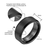 Unisex Black Tungsten Wedding Band - Black - 8mm / Unisex Wedding Band - 16 - Tungsten Carbide - image 4