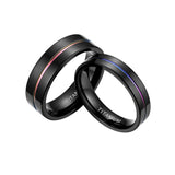 Men's Women's Titanium Rainbow Rings - Black - 9mm Black Rainbow Ring - 13 - Tungsten Carbide - image 2