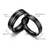 Men's Women's Titanium Rainbow Rings - Black - 9mm Black Rainbow Ring - 13 - Tungsten Carbide - image 7