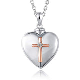 Funki Buys | Cremation Urn Necklaces | Love Heart Cro... - Silver : Memorial Urn Necklace / Small / Stainless Steel - image 1