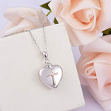 Funki Buys | Cremation Urn Necklaces | Love Heart Cro... - Silver : Memorial Urn Necklace / Small / Stainless Steel - image 8