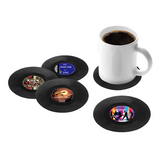Funki Buys | Coasters | Vinyl Retro Record Co... - Black - Vinyl Record Coasters / BPA Free Plastic / 4.13" x 0.98" - image 1