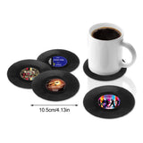 Funki Buys | Coasters | Vinyl Retro Record Co... - Black - Vinyl Record Coasters / BPA Free Plastic / 4.13" x 0.98" - image 4