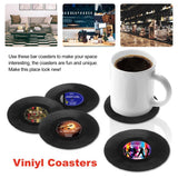 Funki Buys | Coasters | Vinyl Retro Record Co... - Black - Vinyl Record Coasters / BPA Free Plastic / 4.13" x 0.98" - image 8