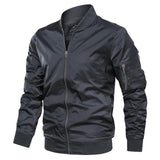Men's Light Windbreak Bomber Jackets - Gray - Dark Gray / Bomber Jacket - CN 5XL (US 3XL) - Polyester - image 11
