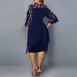 Women's Plus Size Lace Mesh Midi Dress - Black - Evening Dress - 6XL - Chiffon/Lace - image 21