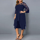 Women's Plus Size Lace Mesh Midi Dress - Black - Evening Dress - 6XL - Chiffon/Lace - image 19