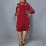Women's Plus Size Lace Mesh Midi Dress - Black - Evening Dress - 6XL - Chiffon/Lace - image 20
