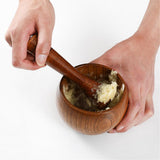 Wood Garlic Spice Crusher - Brown - Mortar and Pestle - Bamboo Wood - image 4