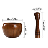 Wood Garlic Spice Crusher - Brown - Mortar and Pestle - Bamboo Wood - image 5