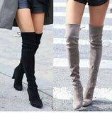 Funki Buys | Boots | Women's Slim Over Knee High Sue... - Black : Skinny Knee High Boots / 43 B / Suede PU Leather - image 11