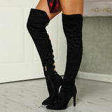 Funki Buys | Boots | Women's Over Knee Hollowed Out Boots - Black - Over Knee Cut Out Boots / 43 B / PU Leather - image 4