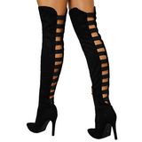 Funki Buys | Boots | Women's Over Knee Hollowed Out Boots - Black - Over Knee Cut Out Boots / 43 B / PU Leather - image 20
