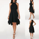 Women's Elegant Halter Evening Dress - Black - Cocktail Dress - 5XL - Polyester Chiffon - image 2